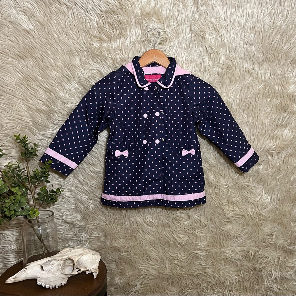 Buy 3 for $15 - Girls' Navy Polka Dots Raincoat